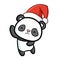 Funny and cute dancing panda wearing Santa`s hat for Christmas