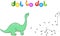 Funny cute diplodocus. Educational game for kids. Connect digits