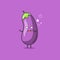 Funny cute eggplant character. Vector flat eggplant cartoon character feeling so drunk. Isolated on purple background. Eggplant