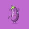 Funny cute eggplant character. Vector flat eggplant cartoon character feeling hungry. Isolated on purple background. Eggplant