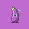 Funny cute eggplant character. Vector flat eggplant cartoon character feeling sad and crying. Isolated on purple background.