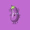 Funny cute eggplant character. Vector flat eggplant cartoon character feeling scared. Isolated on purple background. Eggplant