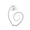 Funny cute emotional cats. Linear creative drawing of a pet. Strange funny cute cat, kitten isolate. Contour sketch design element