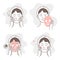 Funny cute Girl Take Care of her Face and Use Facial Sheet Mask. Woman Making Skincare Procedures. Skin Care Routine, Hygiene.