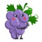 Funny cute grape character, fresh fruit with a face