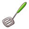 Funny and cute green turning spatula - vector.