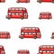 Funny cute hand drawn kids toy transport. Baby bright cartoon bus vector seamless pattern on white background. Set of isolated ele