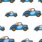 Funny cute hand drawn kids toy transport. Baby bright cartoon car vector seamless pattern on white background. Set of isolated ele