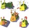 Funny and cute hand-drawn snails on the theme of New Year and Christmas. For printing stickers, cards, prints on clothes,
