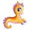 Funny cute happy fantasy seahorse vector isolated illustration