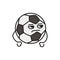 Funny cute happy football black line icon.