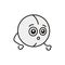 Funny cute happy tennis ball black line icon.