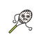 Funny cute happy tennis racket black line icon.