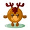 Funny cute kawaii moose with round body and hair in flat design with shadows.