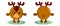 Funny cute kawaii moose with round body and hair in flat design with shadows, front and back