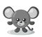 Funny cute kawaii mouse with round body in flat design with shadows.