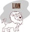 Funny cute lion cartoon. stock illustration