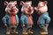 Funny cute little farm pig 3D cartoon character. Ai generated