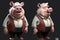 Funny cute little farm pig 3D cartoon character. Ai generated