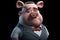 Funny cute little farm pig 3D cartoon character. Ai generated