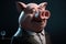 Funny cute little farm pig 3D cartoon character. Ai generated