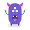 Funny Cute Purple Third Eyes Halloween with horn Flat Design Vector