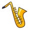 Funny and cute saxophone from side view in cartoon style - vector.