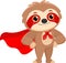 Funny Cute Sloth Cartoon Character SuperHero
