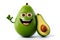 Funny cute smiling avocado character. Print for fabric, clothes, t-shirt.