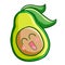 Funny and cute smiling slices avocado - vector.