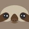 Funny and cute smiling Three-toed sloth on brown background. Vector