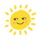 Funny cute sun. Happy smiley sun character. Vector hand drawn doodle sunny icon