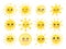 Funny cute sun set. Happy smiley sun characters. Vector hand drawn doodle sunny icon