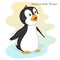 Funny and cute surprised little penguin. Merry Christmas and Happy New year card. Christmas card in cartoon style