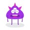 Funny Cute Third Eyes Purple Halloween Monster with Three Horn Flat Design Vector