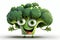 Funny cute vegetable smiles. Happy broccoli. Healthy nutrition concept, generative AI.