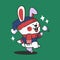 funny dancing bunny winter fashion collection 5 character doodle element