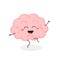 Funny dancing cartoon brain character vector illustration