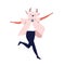 Funny dancing character in halloween masquerade mask, carnival animal goat costume. Festive party, dancing, holiday