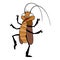 Funny dancing cockroach icon cartoon vector. Bug head dead