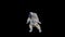 funny dancing cosmonaut isolated on black 3d animation