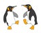 Funny dancing of cute emperor penguins with yellow beaks & paws, seabird for logo, emblem