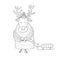 Funny deer with a sleigh. Nursery art. Minimalist scandinavian