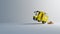 Funny delivery car on white background