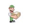 Funny delivery worker smiling design illustration