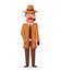 Funny detective character. Cartoon vector illustration