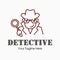 Funny detective logo using magnifying glass can be used for club or party