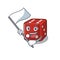 Funny dice cartoon character style holding a standing flag