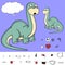 Funny Dinosaur brontosaurus expressions cartoon set