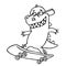 Funny dinosaur in a cap skates on a skateboard. Vector illustration.